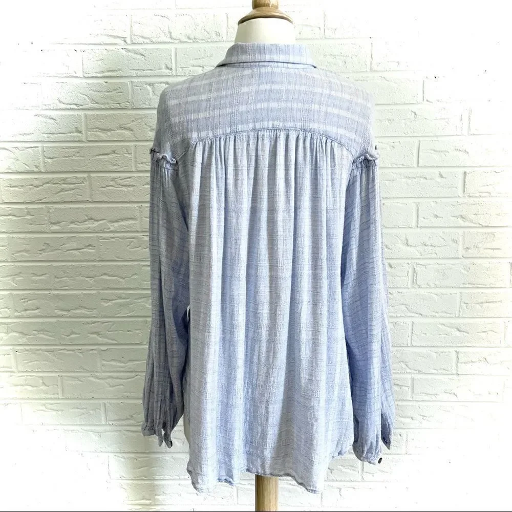 Free People Headed To The Highlands Blue Blouse Small